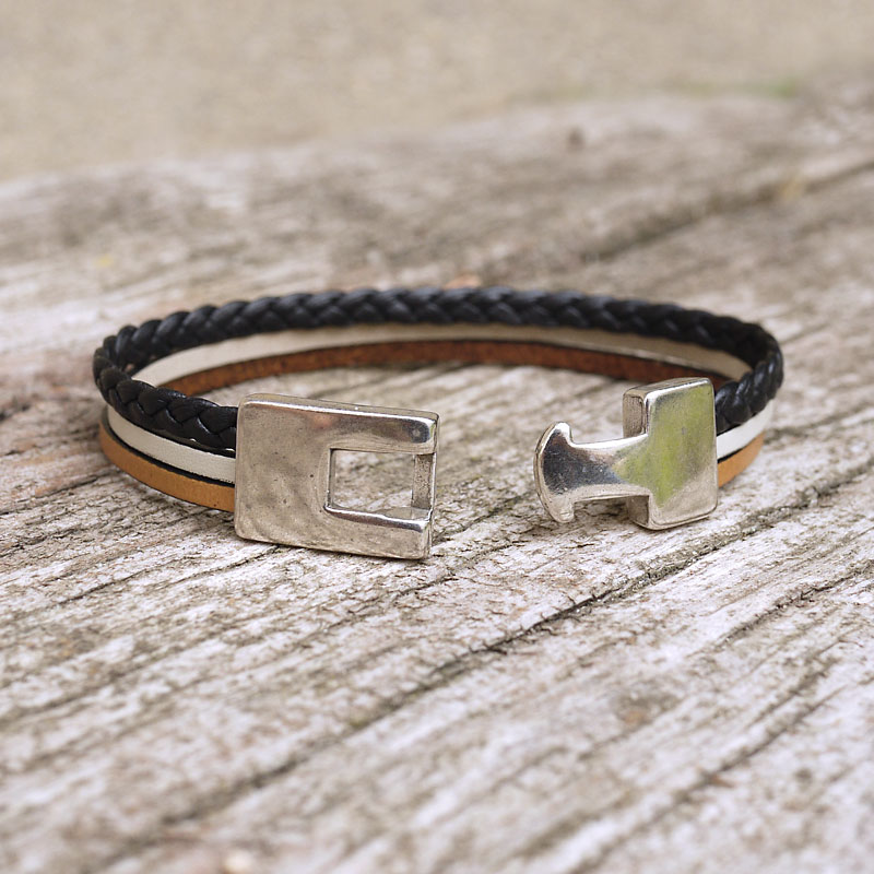 Bracelet De Force Homme Bracelet Cuir Homme Brins Noir Bracelet