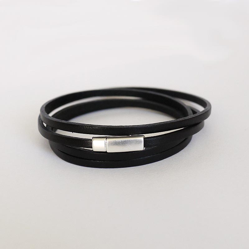 Bracelet cuir femme - Amy - noir