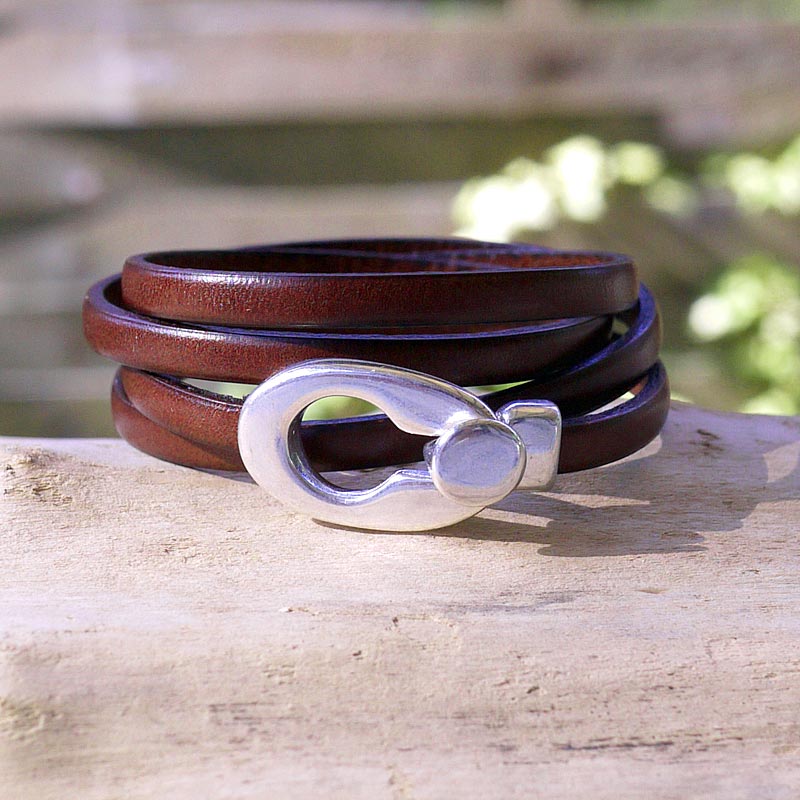 Bracelet cuir femme fait main Clearance