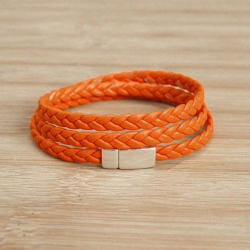 bracelet-cuir-tresse-femme-3trs-orange-aimant-010